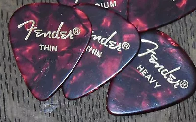 3 X  Fender Guitar Picks Red 351  Thin Medium  Heavy And Extra Heavy • $4.50