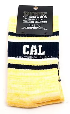 Victoria's Secret PINK University Of California CAL Yellow Black Crew Sock • $6.02