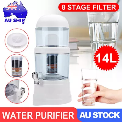 14L Benchtop 8 Stage Water Purifier Filter Ceramic Carbon Mineral Stone Silica • $45.95