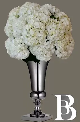 Xl Tall Luxury Artificial Hydrangeas Flowers Arrangement Gold Silver Urn Vase • £169