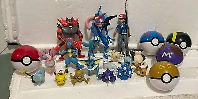 Pokemon Action Figures Toy BULK LOT 16 + 5 Poke Balls Nintendo Tomy INC VINTAGE • $70