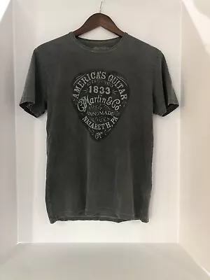 Lucky Brand Mens T Shirt  S C.F Martin & Co. Guitar Pick Gray Double Sided Rare • $21.97