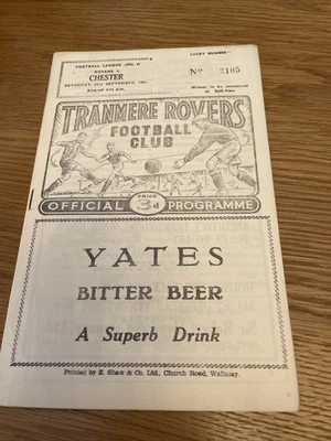 £1.99 • Buy Tranmere Rovers V Chester Fc 1961/2 Programme
