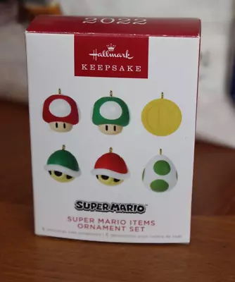 Hallmark Keepsake 2022 Super Mario Items 6 Ornament Miniature Set Coin Shell Egg • $17.95