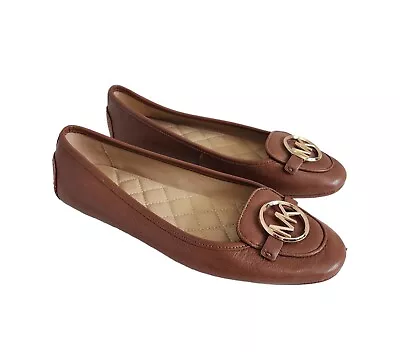 Michael Michael Kors Lillie Leather Quilted Interior Moccasin Flats Loafers 9M • $38.99