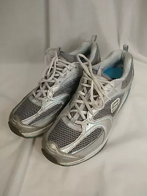 Skechers SHAPE UPS XF Accelerator Fitness Shoes 12320 Silver/Blue Size 11 • $19.90