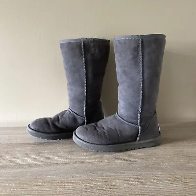 UGG Sheepskin Classic Tall Boots Size 6 Gray • $31.98