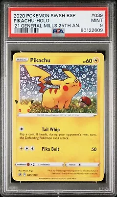 2020 Pokemon Pikachu Holo General Mills Promo 25th Anniversary PSA 9 Mint #39 • $15.99