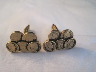 $2.99 • Buy Vintage Coin Mercury Dime Indian Head Cufflinks