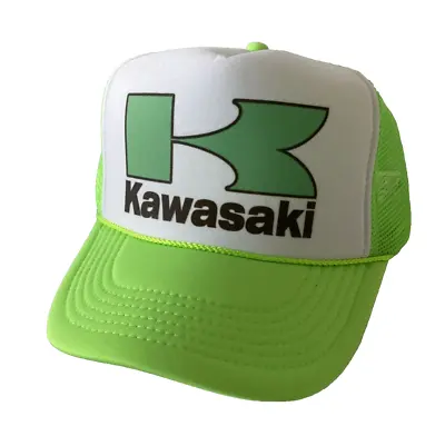 Vintage Kawasaki Motorcycle Trucker Hat Adjustable Snapback Hat Neon Green  • $16.11