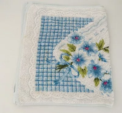 Vintage Retro Small Hand Towel Blue Floral Cotton 58cm X 32cm Caravan Camping • $15