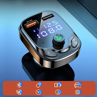 1x Car Charger Bluetooth 5.0 FM Transmitter Dual USB Fast Charger QC 3.0 Parts  • $11.65