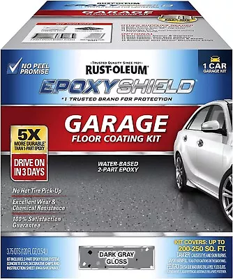 327081 EPOXYSHIELD Garage Floor Coating 1 Car Kit Dark Gray • $183.96