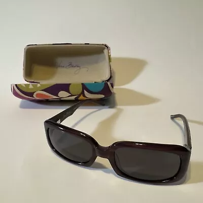 Vera Bradley VB Meredith Square Sunglasses Plum Crazy + Matching Clamshell Case • $25