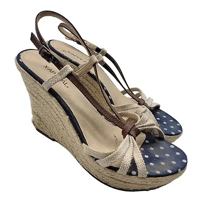 Xappeal Shoes Womens Sz 8 Jute Braided Wedge Sandals • $27.99