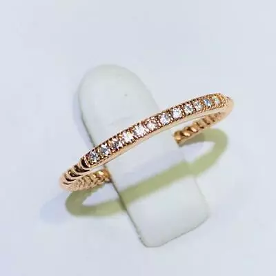 Rose Gold Sterling Silver Pave White Sapphire 2mm Cable Eternity Band Ring Sz 6 • $42