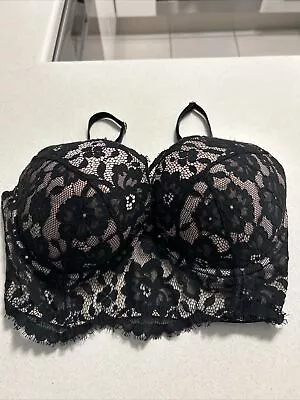 Bras N Things Black Lace Bustier Bra Size 12dd • $12.50