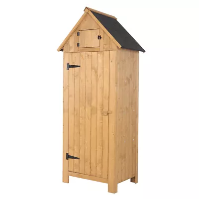 70'' Outdoor Vertical Wooden Storage Shed For Tools Equipment W/ Shelf And Lock • $185.99