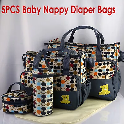 5PCS Baby Diaper Bag Tote Set Travel Mom Mummy Maternity Changing Pad Waterproof • $28.58