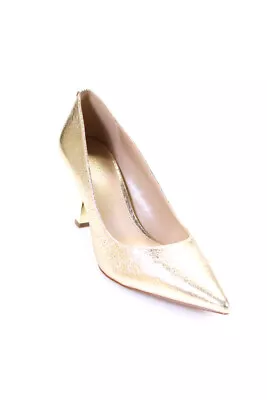 MICHAEL Michael Kors Womens Gold Faux Leather CLARA MID PUMP Shoes Size 8M • $56