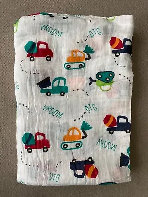 Trucks Baby Muslin Swaddle Blanket Construction Vehicle Infant  • $13.50