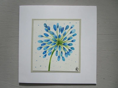 £2.85 • Buy  Original Hand Painted Greeting Card Agapanthus. Get Well Birthday Anniversary.