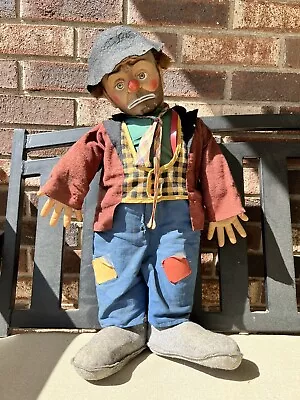 1950s Vintage Emmett Kelly's  Willie The Clown  Doll 20  Tall With Original Hat • $15