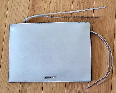 Rebecca Minkoff Silver Crosshatch Leather Envelope Evening Clutch Bag • $5