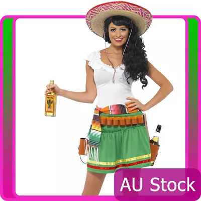 Women Tequila Shooter Girl Costume Ladies Mexican Adult Fancy Dress • $54.14