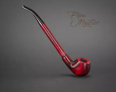 LONG WOODEN SMOKING PIPE FOR TOBACCO  CHURCHWARDEN No 53   9   Red   PEAR • £25.99