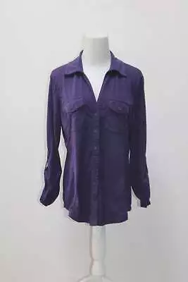 Miss Tina Women's Button Down Shirt Purple L Pre-Owned • $11.99