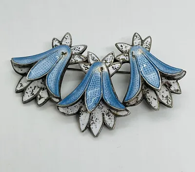 Margot De Taxco Vintage Mexican Sterling Silver Enamel Flower Pin • $200