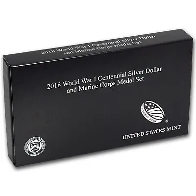 2018 World War I Centennial Silver Dollar Marine Corps Medal Set + OGP & COA • $175