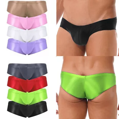 Men Underpants Glossy Low Rise Briefs Thong Elastic Waistband Bottoms Swimwear • $7.87