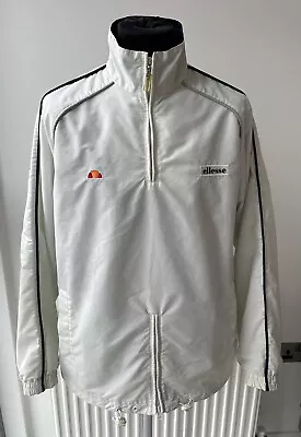 Ellesse Vintage 90’s Mens Fabiz 1/4 Zip Smock Windbreaker Jacket White Medium • $24.88