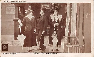 Charlie Chaplin - Charlie  The Perfect Lady  ~ Old Red Letter Photocard #241105 • £3