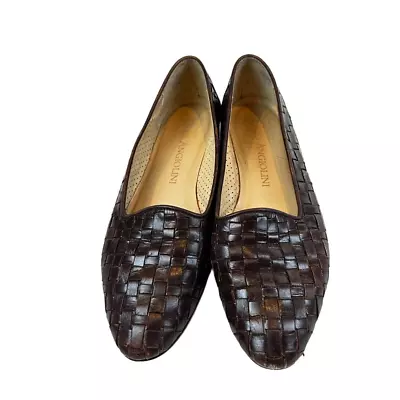 Vintage Brown Enzo Angiolini Checkered Woven Leather Loafers 8.5M • $26
