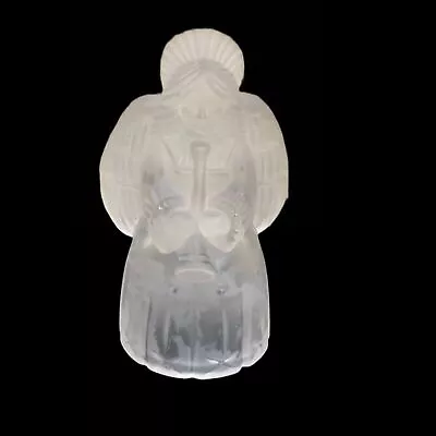 Mikasa Frosted Glass Christmas Angel Taper Candle Holder 5 1/2 X 3 • $9