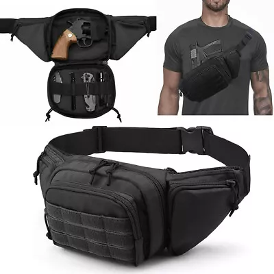 Tactical Waist Bag Concealed Gun Carry Pouch Military Pistol Holster Fanny Pack • $16.99