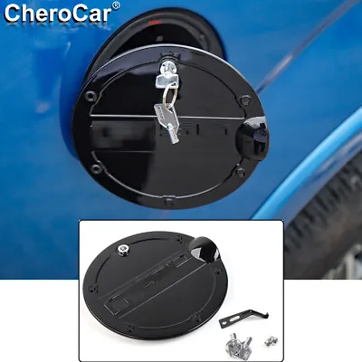 Black Fuel Filler Cover Locking Gas Tank Door Gas Cap Cover For 15-18 Ford F150 • $21.99