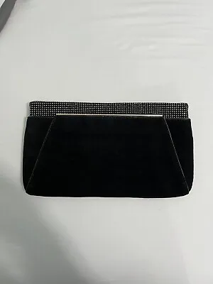 Black Zara Cow Leather Clutch Bag With Diamantés • £15