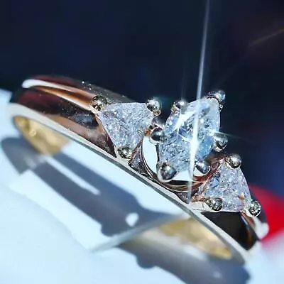 14k Yellow Gold Wedding Ring Set 0.64ct Diamond Sz 6.5 Vintage 3.6gr Love Story • $1875