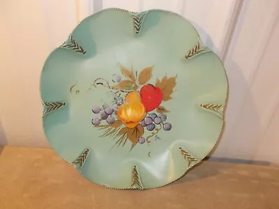 Vintage Hand Painted Scalloped Edge Metal Tin Tray • $8.99