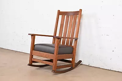 L. & J. G. Stickley Antique Mission Oak Arts & Crafts Rocking Chair Circa 1900 • $1995