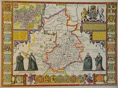 Old Copy Of John Speed Map Of Cambridgeshire Cambridge Town Plan  • £9.99