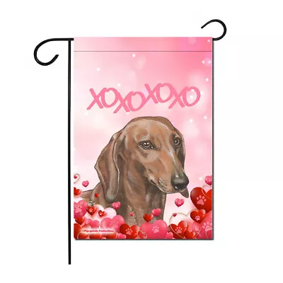 Dachshund Red Smooth Valentine's Day Garden Flag Double Sided 12  X 18  Yard A • $19.95