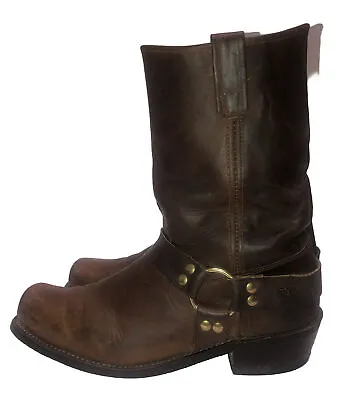 DD Tuff Brown Leather Square Toe Harness Motorcycle Boots Union Made In USA 13 D • $65