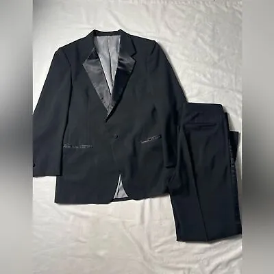 VTG Christian Dior 2 Piece Black Tuxedo Formal Suit Mens Size 42 L Pants 34 • $140