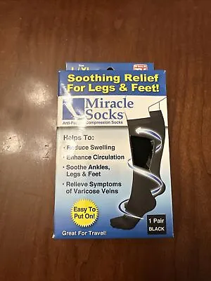 As Seen On Tv - Miracle Socks Anti-Fatigue Compression Black Socks Unisex - L/XL • $10