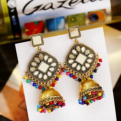 $7.69 • Buy Womens Vintage Gold Tassel Jhumki Gypsy Drop Earrings Ethnic Indian Jewelry